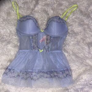 Elegant Blue and Green Lace Babydoll